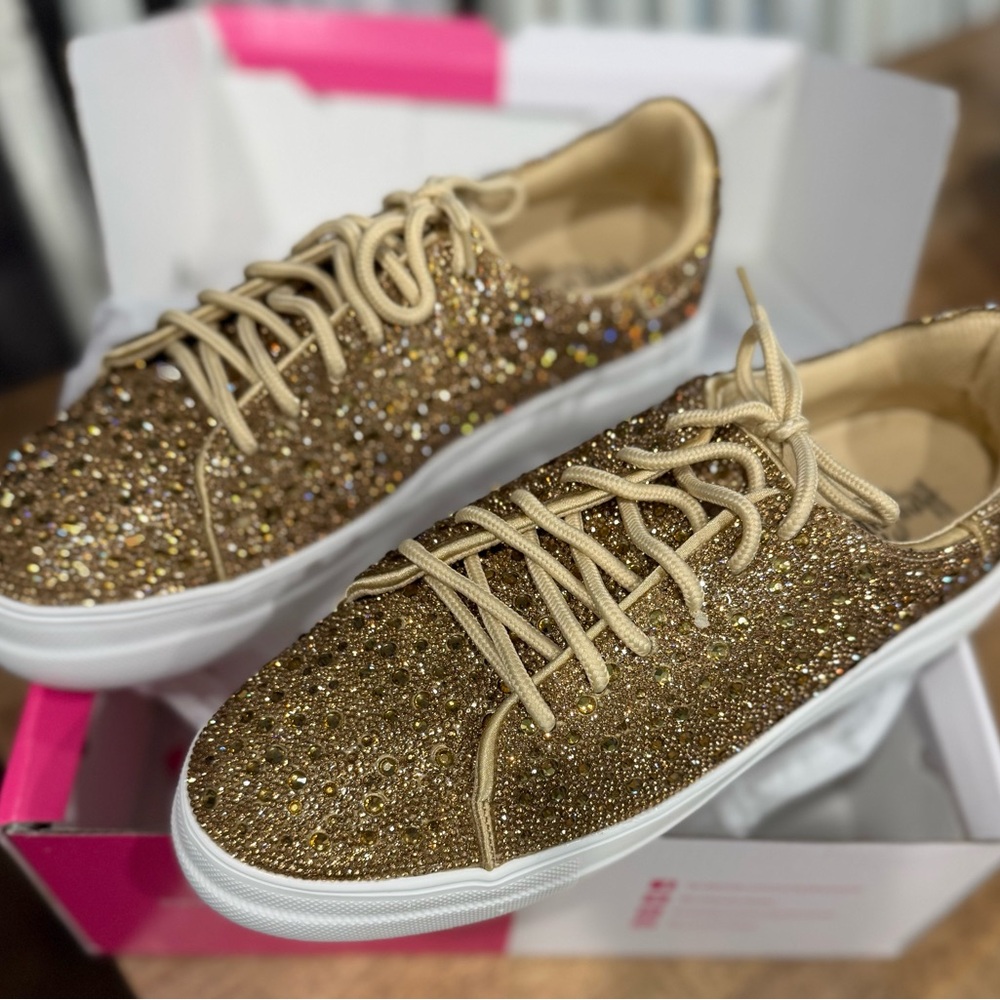 Gold Bedazzle Hey Girl Women's Sneakers